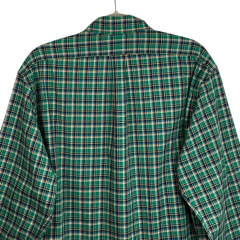 Polo Ralph Lauren Mens XL Custom Fit‎ Green Plaid Button Down Long Sleeve Shirt